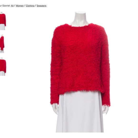 MANSUR GAVRIEL fuzzy faux-fur silk red sweater - Picture 7 of 10